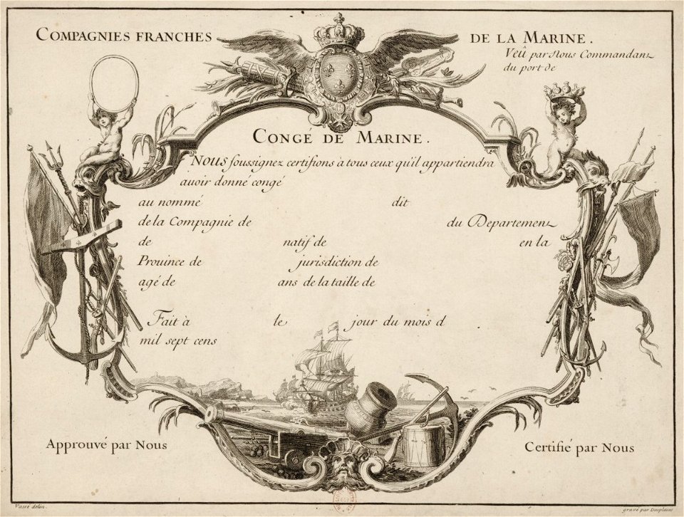 Compagnies franches de la marine certificat de congé