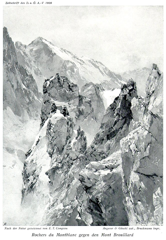 Compton, 1909, Rochers du Mont Blanc gegen den Mont Brouillard