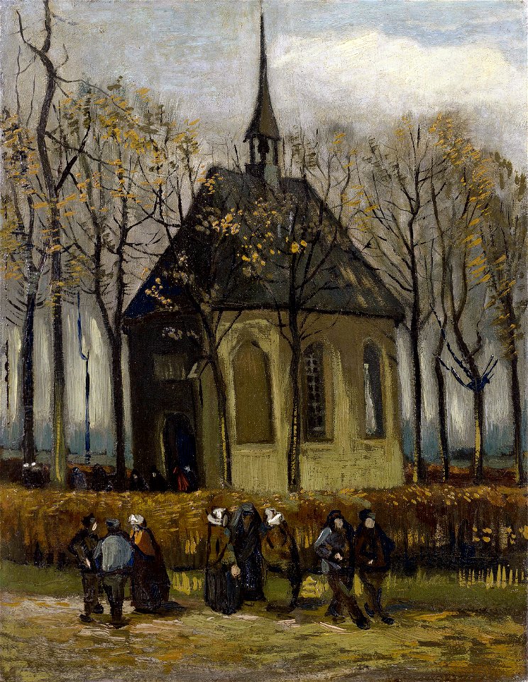 Congregation leaving the Reformed Church in Nuenen, by Vincent van Gogh