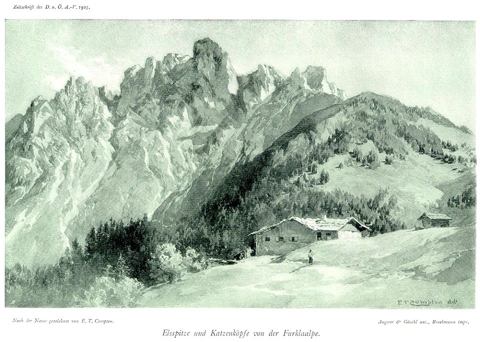 Compton, 1905, Elsspitze and Katzenköpfe von der Furklaalpe