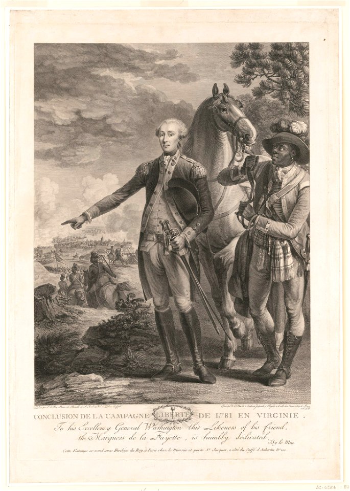 Conclusion de la campagne de 1781 en Virginie. To his excellency General Washington ... - peint par L. le Paon peintre de Bataille de S.A.S. Mgr. le Prince de Condé ; gravé par N. le Mire LCCN2004666565