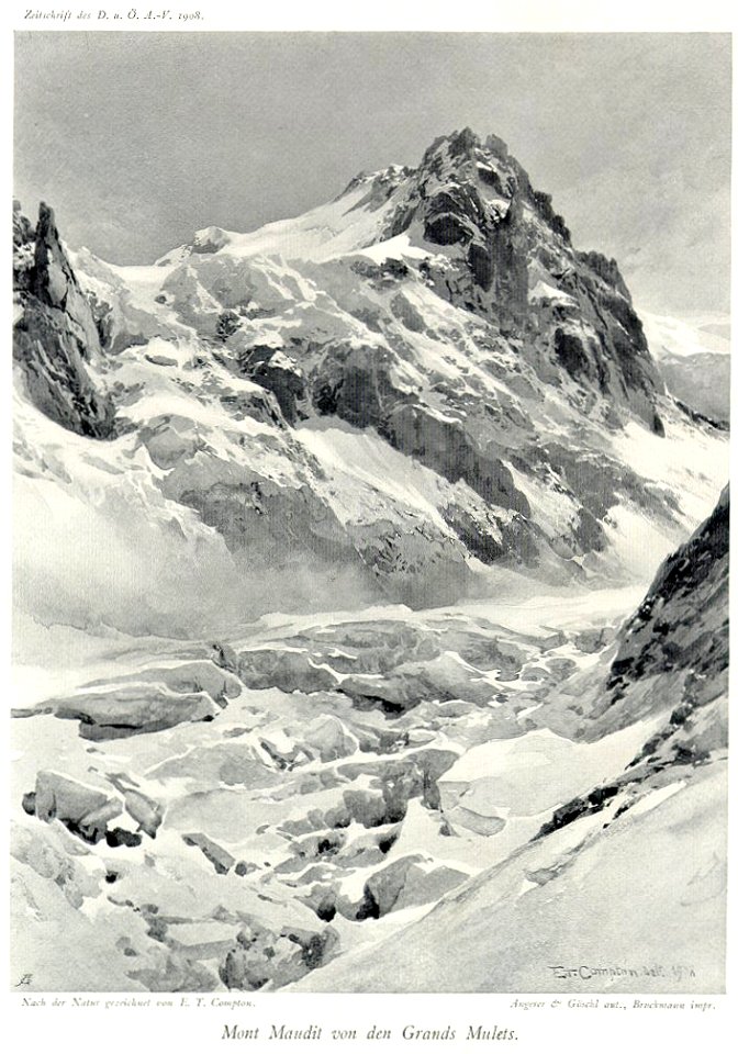 Compton, 1908, Mont Maudit von den Grands Mulets