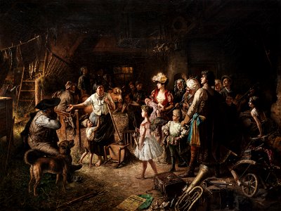 Conrad Beckmann Nachtquartiereinladung an eine Schauspielgruppe 1890