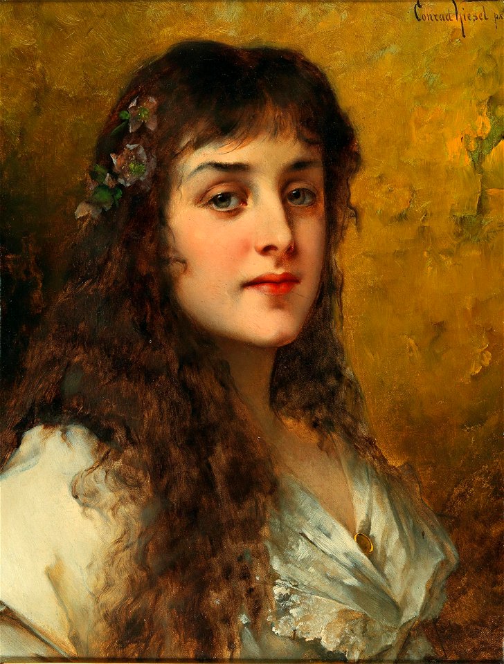 Conrad Kiesel Bildnis einer Dame mit Schneerosen im Haar