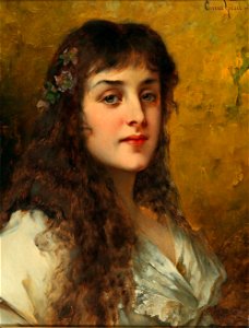 Conrad Kiesel Bildnis einer Dame mit Schneerosen im Haar