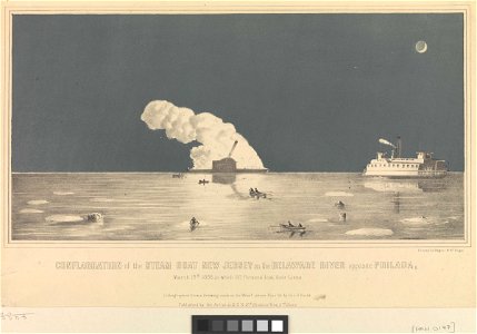 Conflagration of the Steam Boat New Jersey on the Delaware River opposite Philada, March 15th 1856, in which 60 Persons lost their lives RMG PY0177