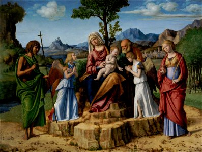 Cima da Conegliano - Riposo durante la fuga in Egitto con i santi Giovanni Battista e Lucia Lisbona Calouste Gulbenkian