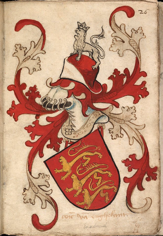 Coninc van Enghelant - Koning van Engeland - King of England - Wapenboek Nassau-Vianden - KB 1900 A 016, folium 26r