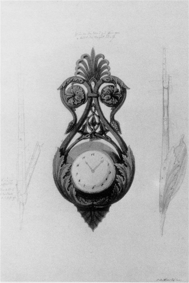 Conrad Weitbrecht, Entwurf für das Gehäuse einer aufhängbaren runden Uhr, um 1825