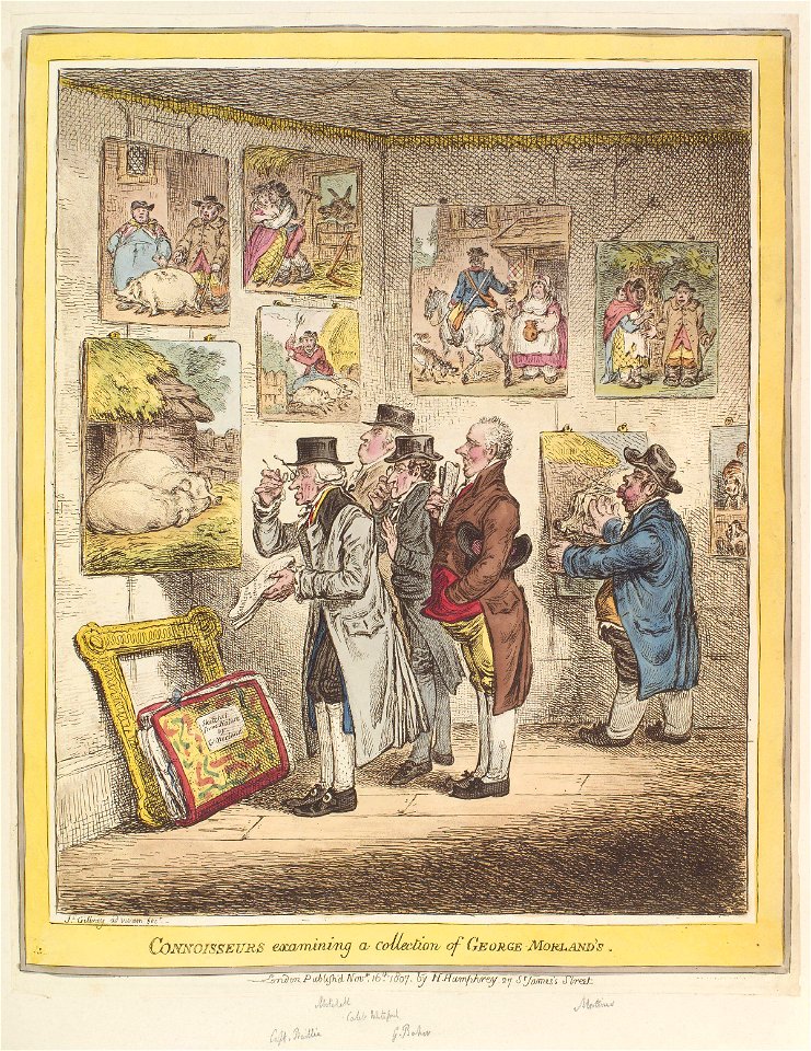 Connoisseurs examining a collection of George Moreland's by James Gillray
