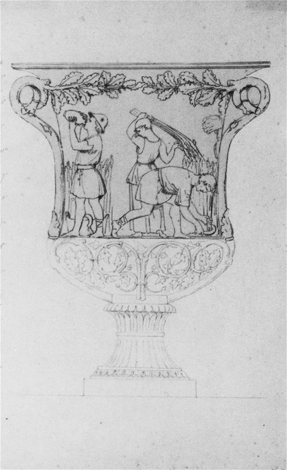Conrad Weitbrecht, Entwurf für eine Ziervase, Relief Kornernte, um 1825