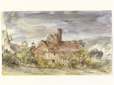 Constable - A farmhouse and church at Houghton, Sussex, 211-1888