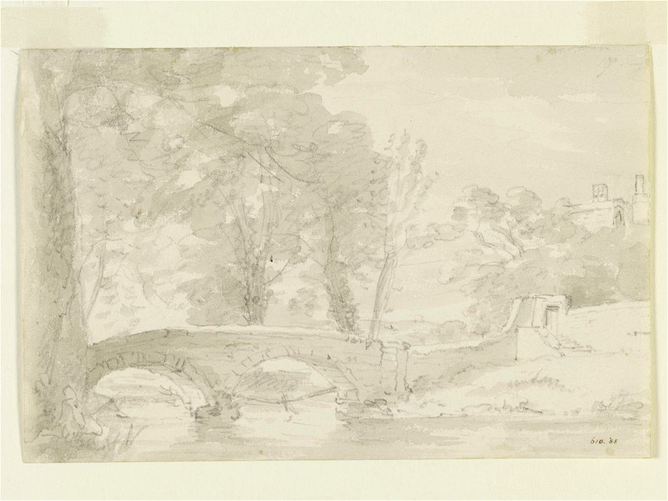 Constable - Bridge with trees and buildings, at Haddon, 610-1888