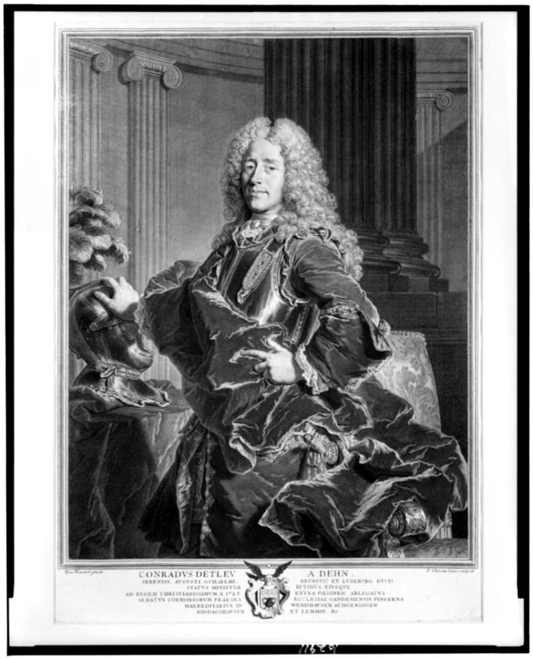 Conradus Detlev a Dehn - Hyacs. Rigaud pinxit. ; F. Chereau lainé sculpsit. LCCN92500670