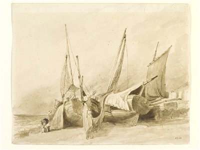 Constable - Fishing boats on shore, probably at Brighton, 817-1888, 2013GE8503