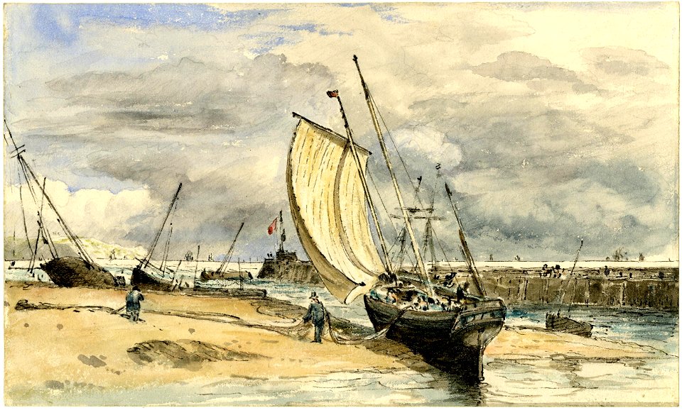 Constable - Folkestone harbour, drawing formerly in a sketchbook of 1828, 1888,0215.47