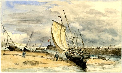 Constable - Folkestone harbour, drawing formerly in a sketchbook of 1828, 1888,0215.47