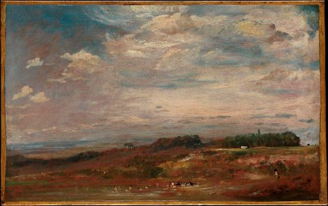 Constable - Hampstead Heath with Bathers, ca. 1821–22, 2009.400.26. Free illustration for personal and commercial use.