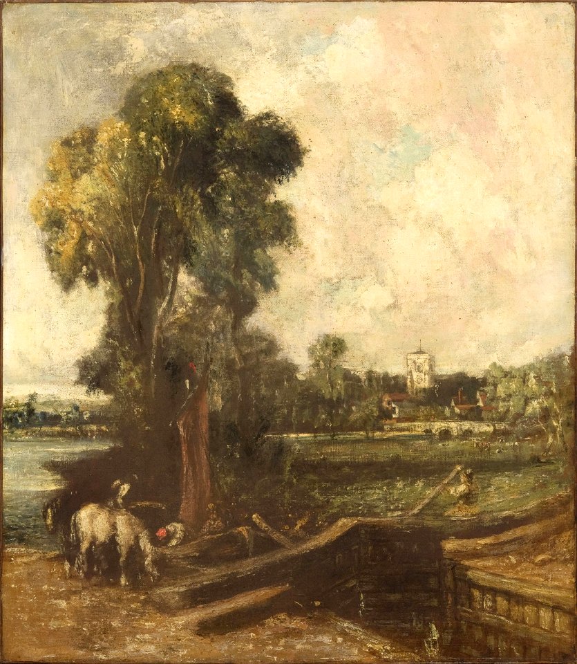Constable - Imitator of - Landscape with a Lock, E1924-4-4