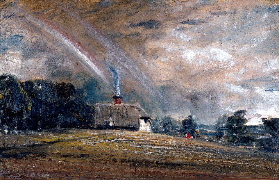 Constable - Landscape Study Cottage and Rainbow, c.1808–1816, 03686