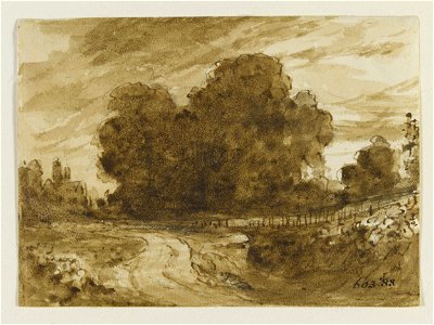Constable - A country road with elm trees, 603-1888. Free illustration for personal and commercial use.