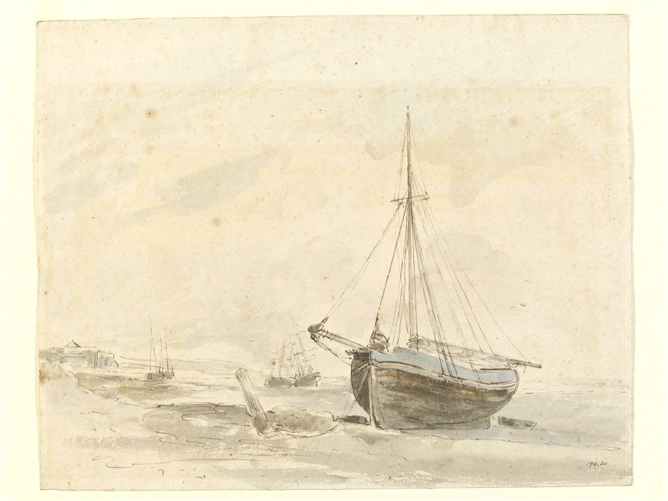 Constable - Coast scene with shipping, probably near Brighton, 195-1888
