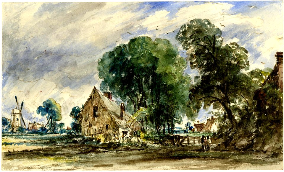 Constable - Cottages and a windmill, 1888,0215.43