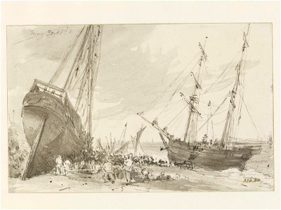 Constable - Coast Scene with vessels at Brighton, 350-1888