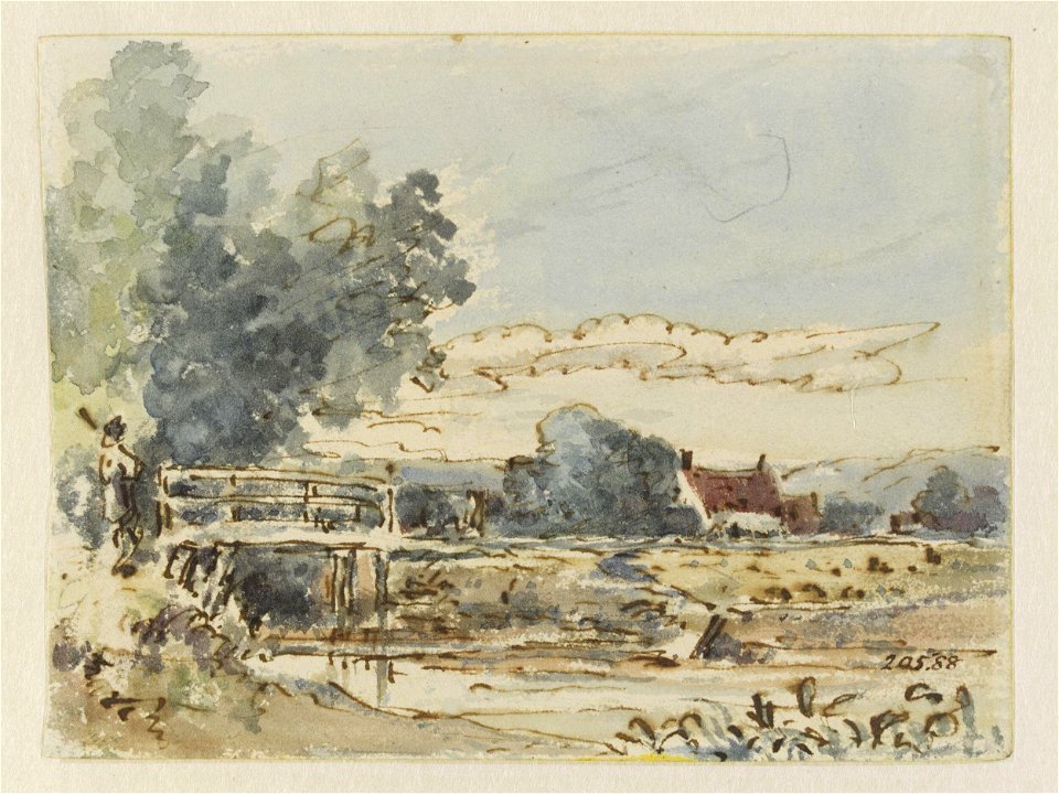 Constable - A bridge over a stream, with a cottage behind, 205-1888
