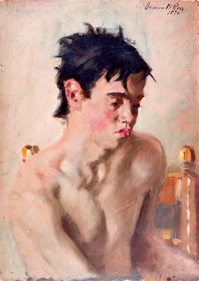 Denman Waldo Ross - Half-length Seated Nude Youth - 1936.109.56 - Fogg Museum