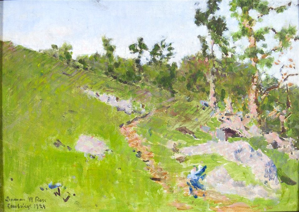 Denman Waldo Ross - Hilly Landscape with Path and Figure - 1936.150.230 - Harvard Art Museums