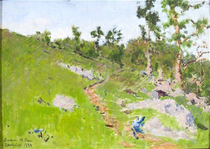 Denman Waldo Ross - Hilly Landscape with Path and Figure - 1936.150.230 - Harvard Art Museums