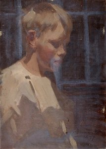 Denman Waldo Ross - Portrait of a Boy Holding a Book - 1936.150.257 - Fogg Museum. Free illustration for personal and commercial use.