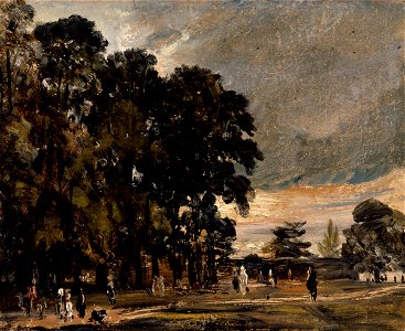 Constable - Landscape Study Figures by a Clump of Trees, c.1823, 03484. Free illustration for personal and commercial use.