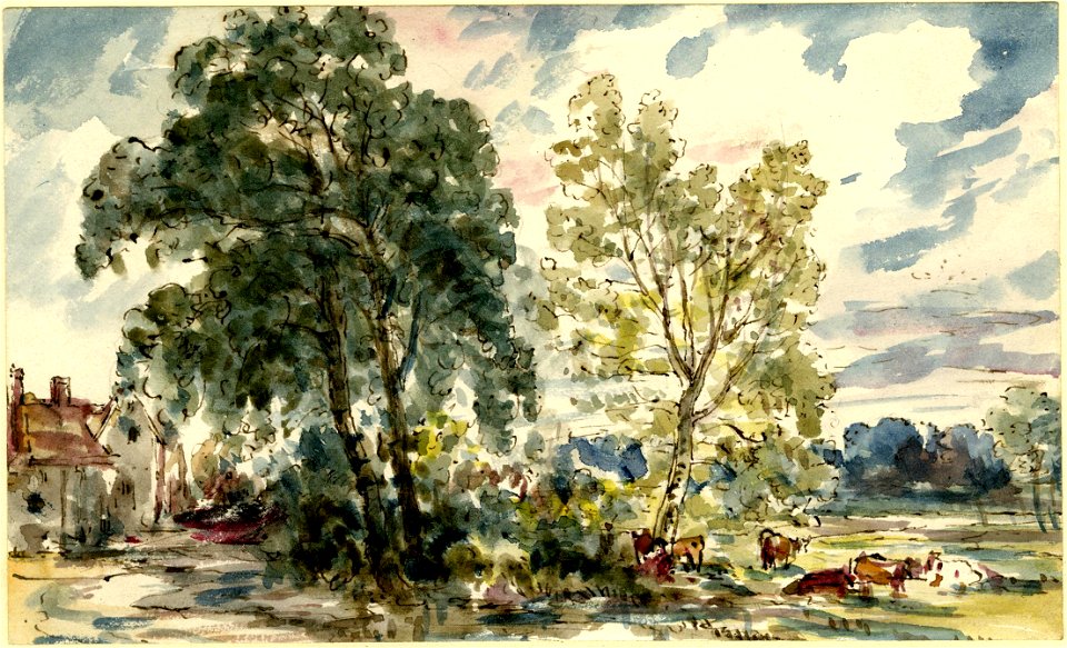 Constable - Landscape with trees and cattle, 1888,0215.56