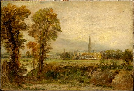 Constable - Distant View of Salisbury Cathedral, 1821, 1955.684