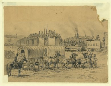 Departure of two-years men from the Army of the Potomac. A scene near Falmouth, Va. LCCN2004682155