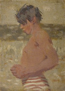 Denman Waldo Ross - Beach Scene with Boy in Striped Shorts - 1936.150.190 - Fogg Museum