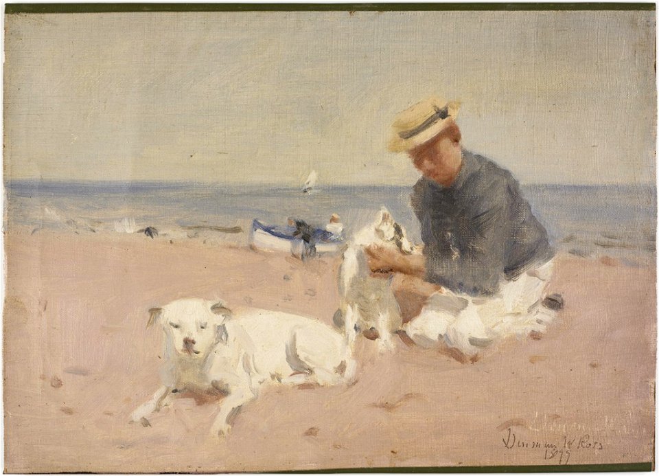 Denman Waldo Ross - Beach Scene with Figures and Dogs - 1936.150.177 - Fogg Museum