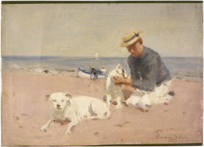 Denman Waldo Ross - Beach Scene with Figures and Dogs - 1936.150.177 - Fogg Museum