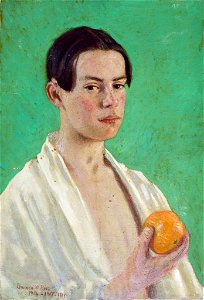 Denman Waldo Ross - Half-Length Portrait of a Young Man Holding an Orange - 1936.150.153 - Fogg Museum. Free illustration for personal and commercial use.