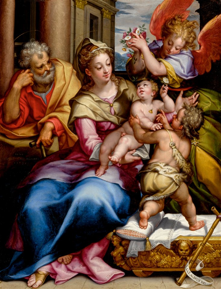 Denys Calvaert - The Holy Family with Saint John the Baptist and an angel