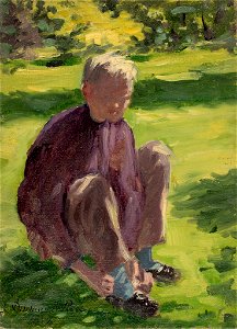 Denman Waldo Ross - Portrait of a Boy Seated on Grass - 1936.150.288 - Harvard Art Museums