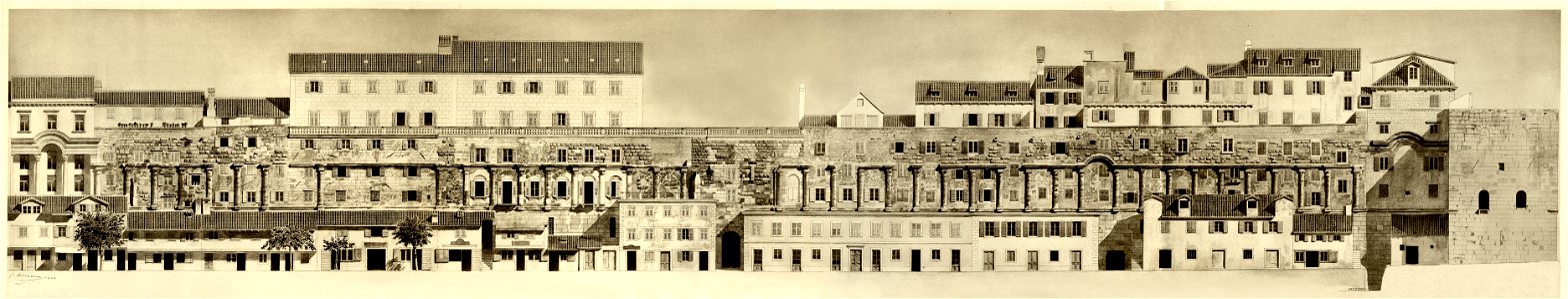 Der Palast Diokletians in Spalato - Niemann - Tafel 19 und 20 - Südmauer - zum Meer, 1906