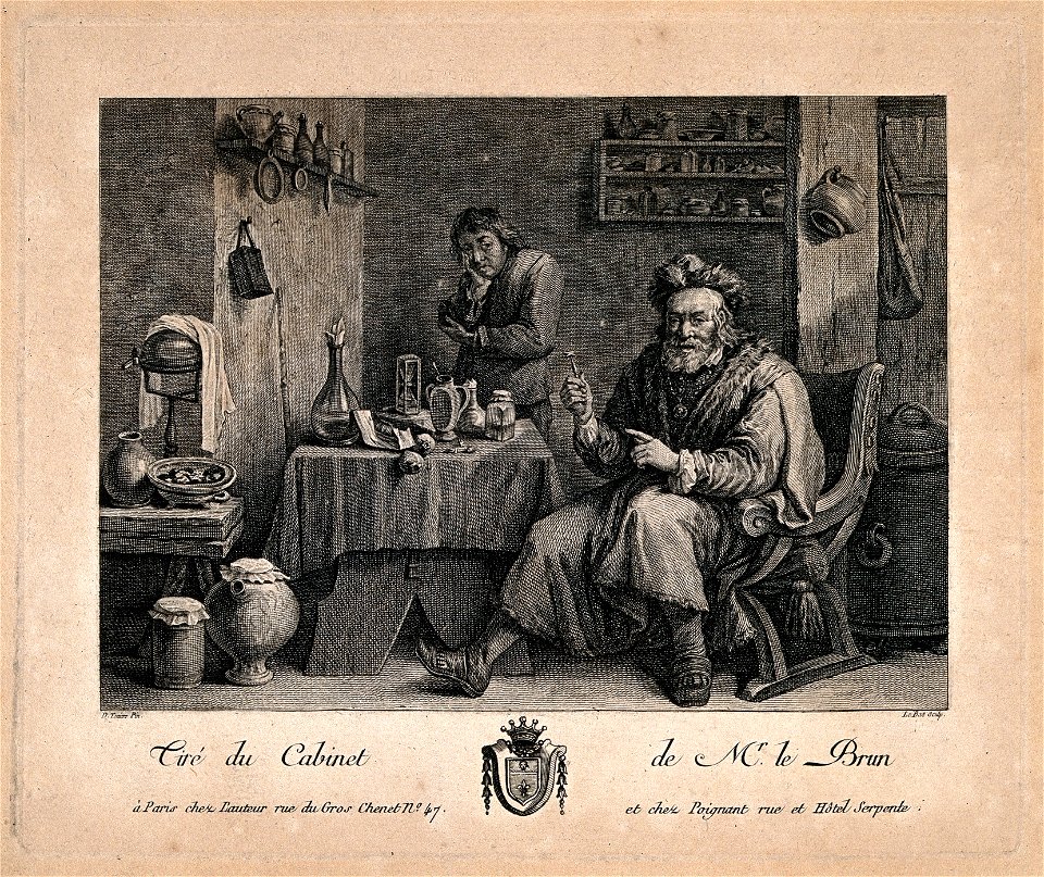 Dentistry; a tooth-drawer proudly holding up a tooth he has Wellcome V0012019