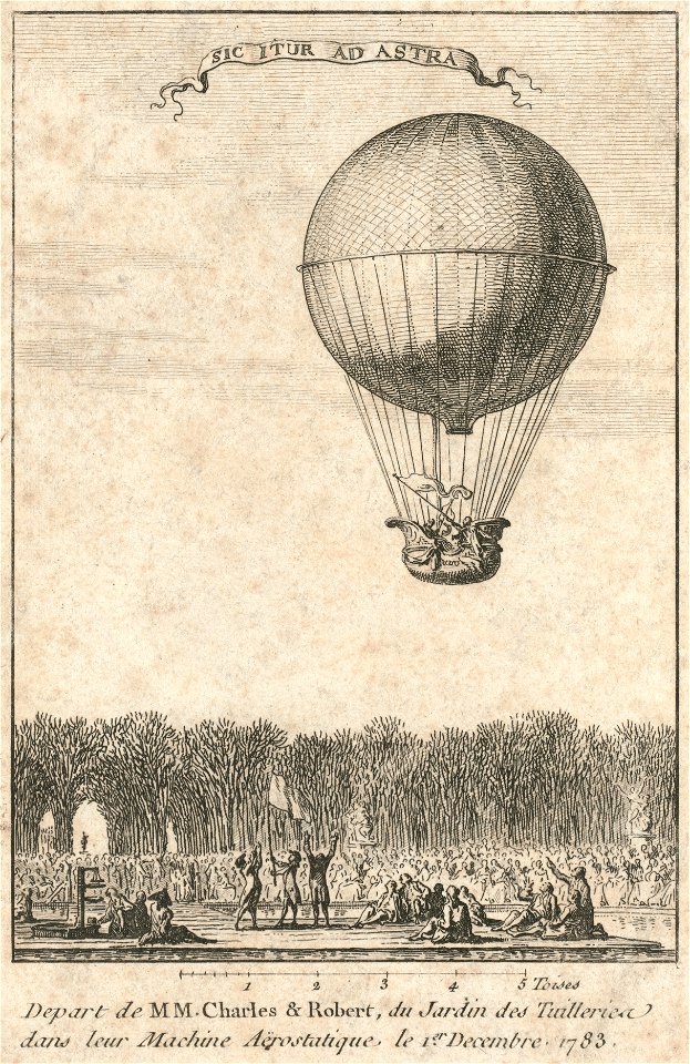 Depart de MM. Charles & Robert, du Jardin des Tuilleries dans leur machine aërostatique