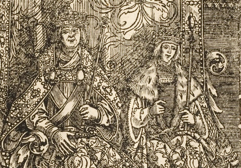 Der Weisskunig 108 Detail The Old White King and Young White King sitting side-by-side