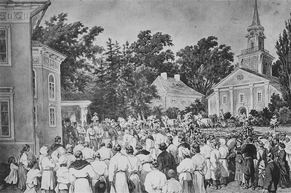 Deputacja włościach u cesarza w Krysowicach 1880 (Juliusz Kossak)