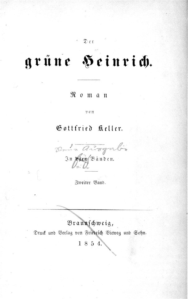 Der grüne Heinrich Neue Ausgabe 1879