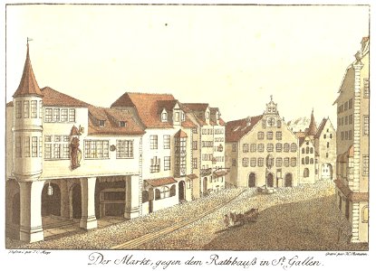 Der Markt gegen dem Rathauß in St. Gallen